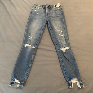 Abercrombie & Fitch Simone Jeans‎ Womens 4R Blue Ankle Distressed Skinny Denim